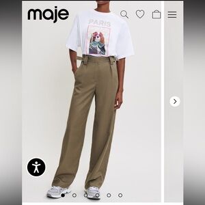Maje Olive Wide Leg Pants trouser wool blend adjustable tailored trendy preppy